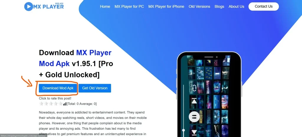 mx player mod apk home page